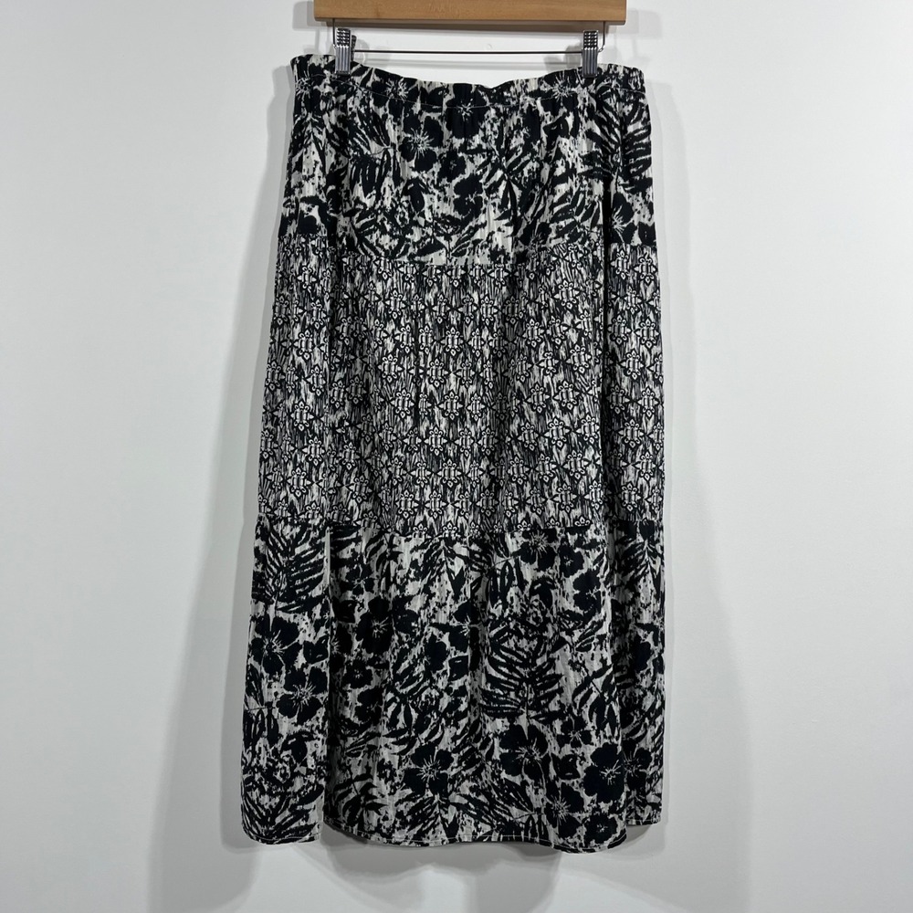 Basic Editions Patchwork Tiered Maxi Skirt Womens Large Cottagecore Boho Western